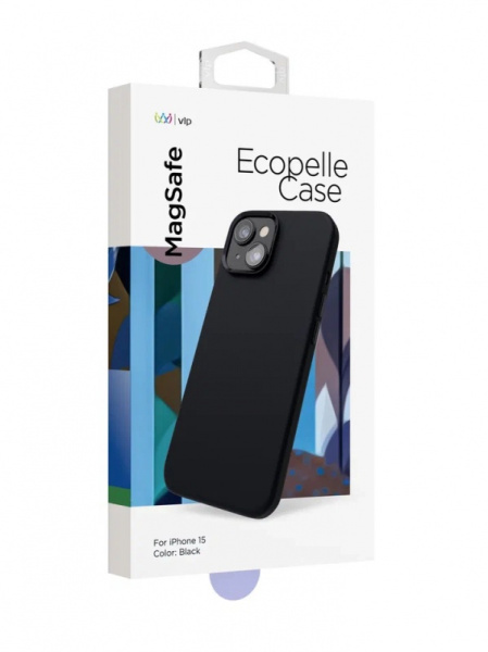 Чехол защитный "vlp" Ecopelle Case с MagSafe для iPhone 15, черный