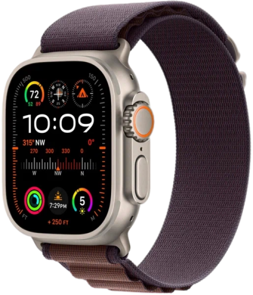 Apple Watch Series Ultra 2 49mm Natural Titanium Case with Indigo Alpine Loop S