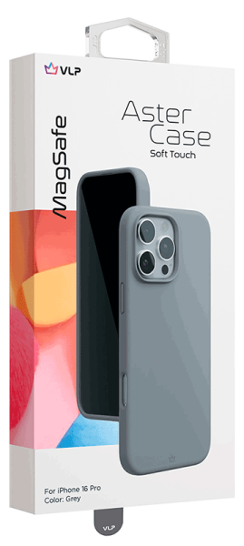 Чехол защитный "vlp" Aster Case с MagSafe для iPhone 16 Pro, серый