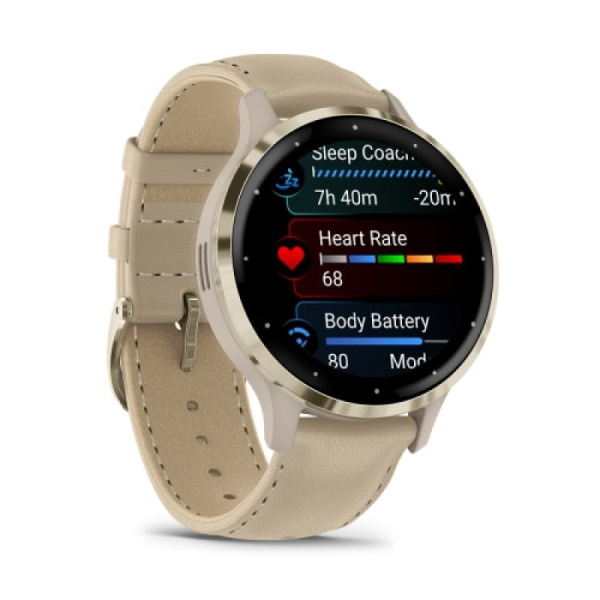 Часы Garmin VENU 3s Soft Gold includes French/Gray Leather Band
