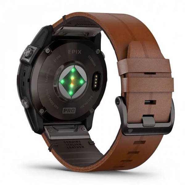 Часы Garmin EPIX Pro Gen 2 Sapphire Carbon Gray 51mm Chestnut Leather Band