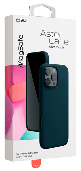Чехол защитный "vlp" Aster Case с MagSafe для iPhone 16 Pro Max, темно-синий