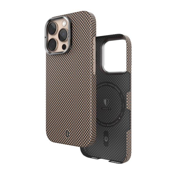 Чехол WIWU Aramid Armor MagSafe 16 Pro (Black/Gold)