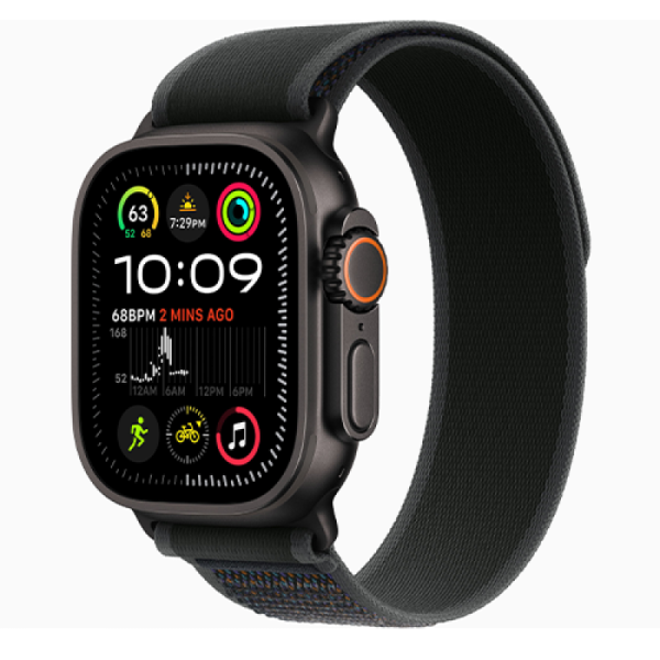 Apple Watch Series Ultra 2 49mm Black Titanium Case with Black Trail Loop S/M