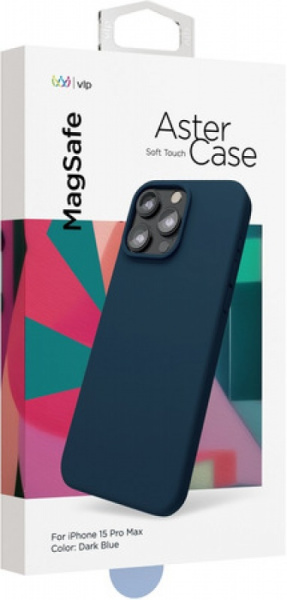 Чехол защитный "vlp" Aster Case с MagSafe для iPhone 15 ProMax, темно-синий