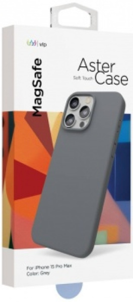 Чехол защитный "vlp" Aster Case с MagSafe для iPhone 15 Pro Max, серый