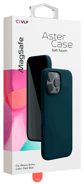 Чехол защитный "vlp" Aster Case с MagSafe для iPhone 16 Pro, темно-синий
