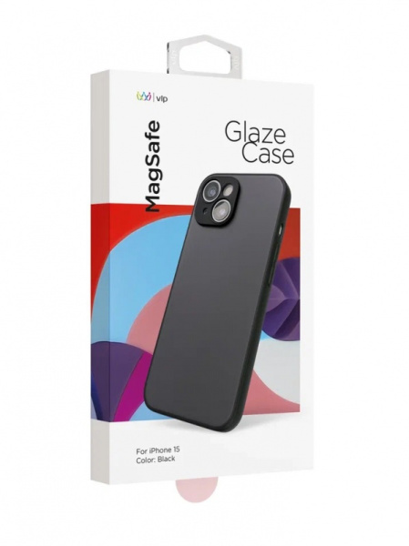 Чехол защитный "vlp" Glaze Case с MagSafe для iPhone 15, черный