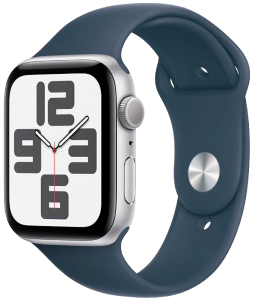 Apple Watch Series SE 2023 44mm Silver Aluminum Case with Storm Blue Sport Band